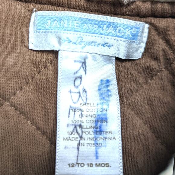 Janie and Jack Jacket Boys Size 12-18m Brown Plaid Sherpa - Picture 4 of 5